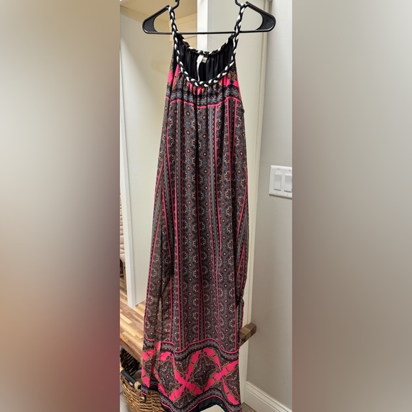 NY Collection Dresses & Skirts - NY Collection Pink and Black Tiered Embellished Maxi Dress
